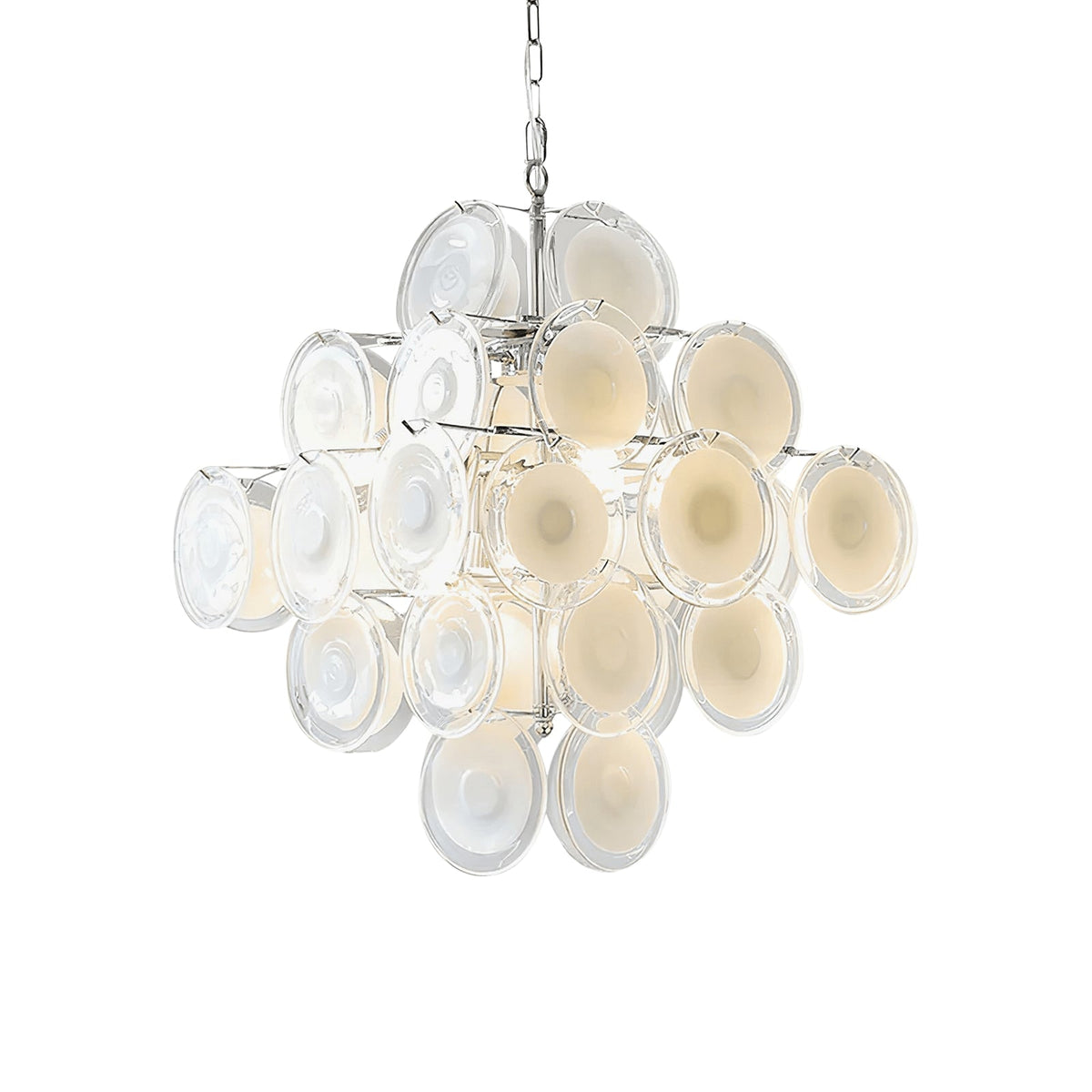 Murano White Glass Disc Chandelier