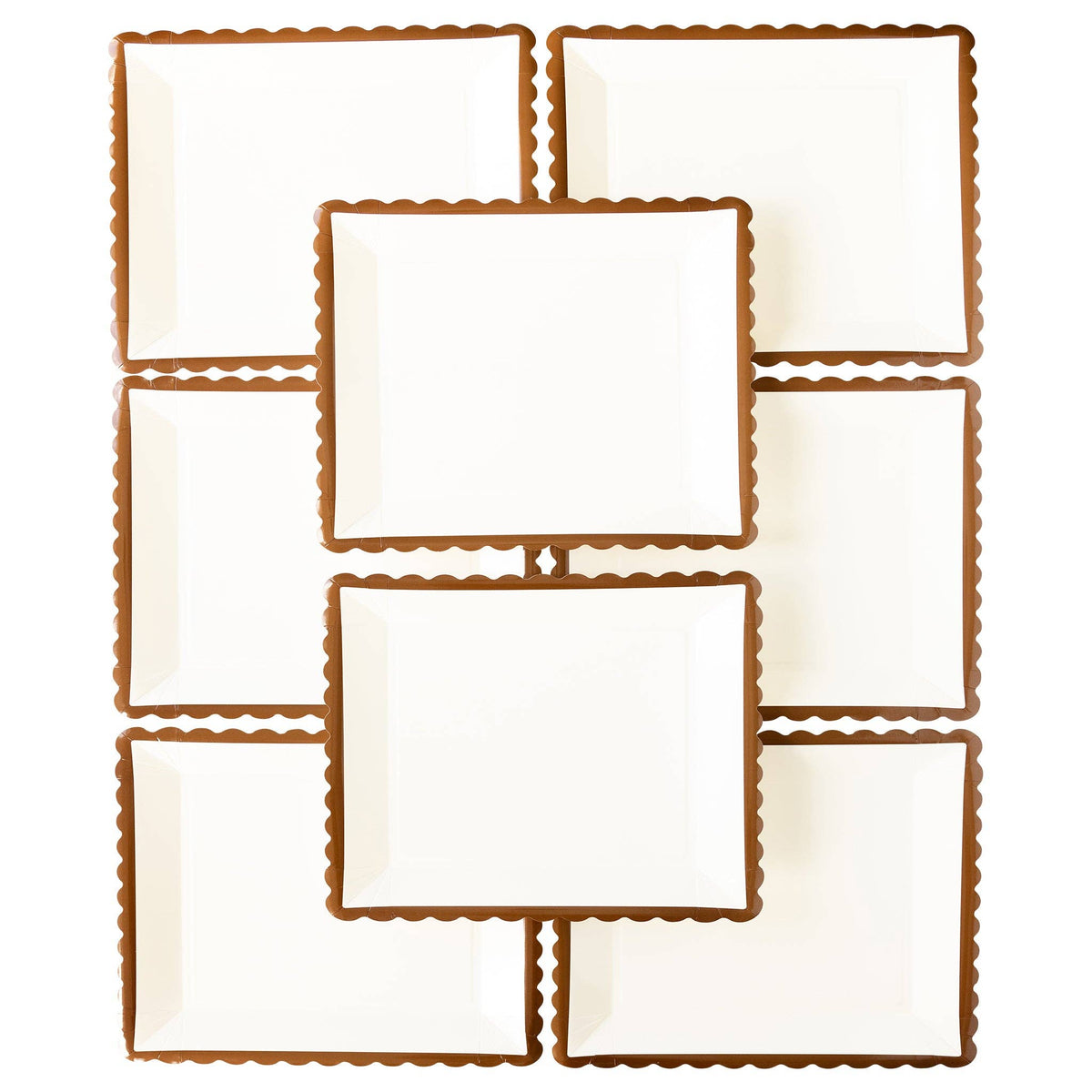 Brown Ruffle Edge Paper Plates 12" - Set of 8