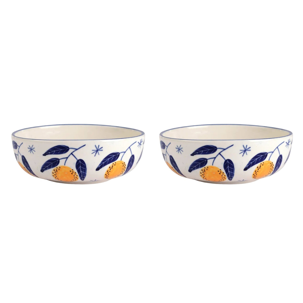 Italian Lemon Bowl | Handpainted Ceramic Serving | 7" (Set of 2)