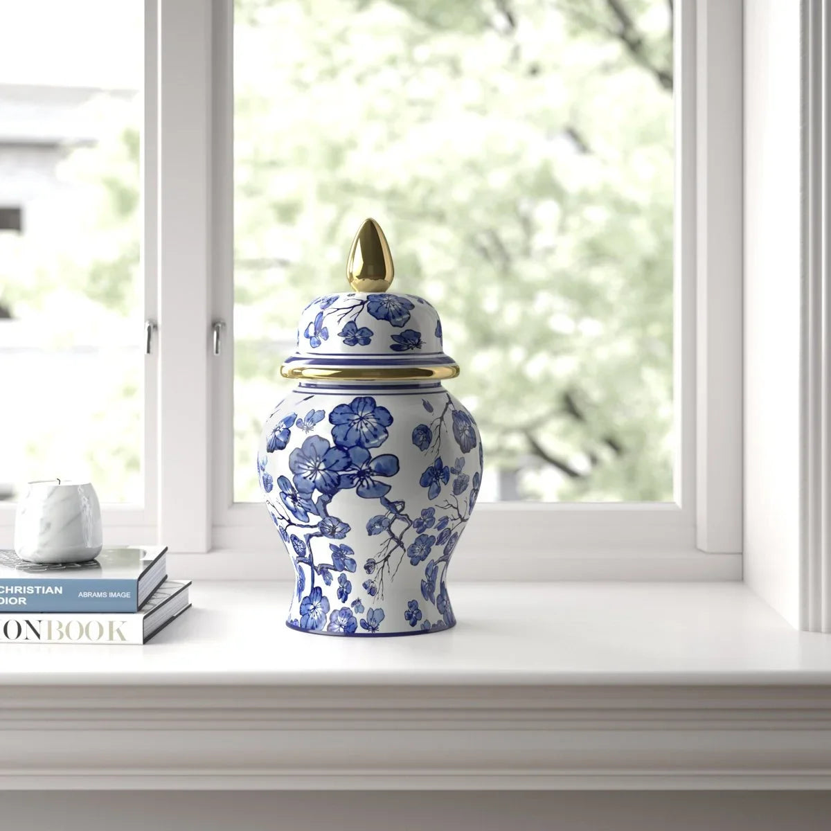 Willowcrest 14" Blue & White Temple Jar