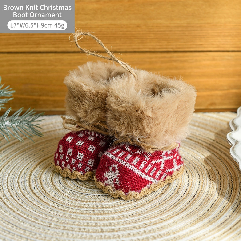 Christmas Mini Boot Knit Felt Stocking Ornaments 2.8 x 2.6 x 3.5 in