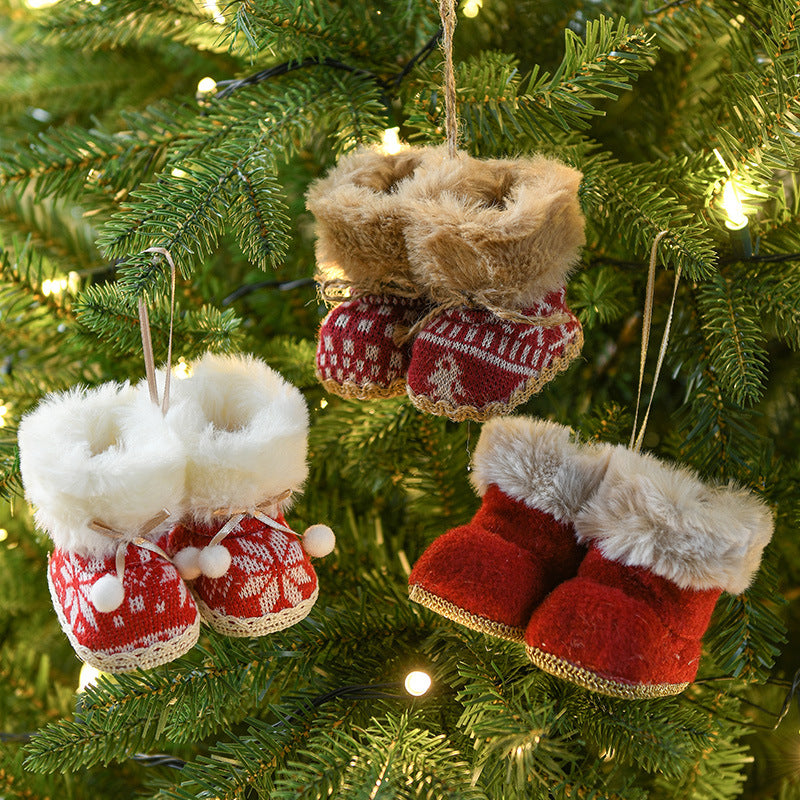 Christmas Mini Boot Knit Felt Stocking Ornaments 2.8 x 2.6 x 3.5 in