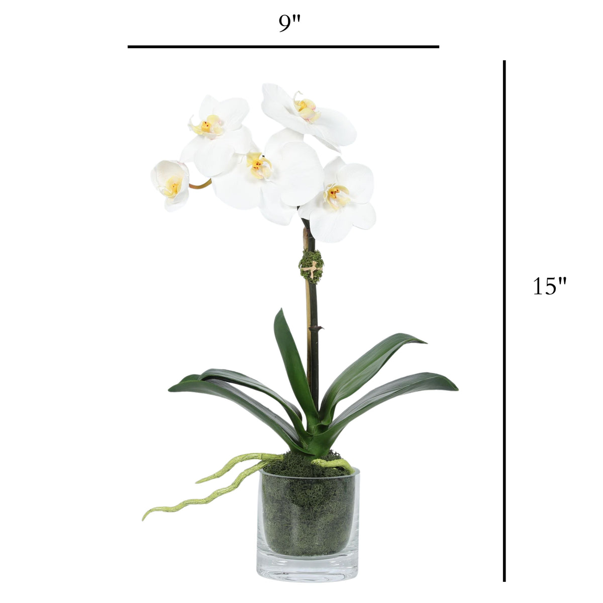 Faux Orchid Plant in Glass Vase