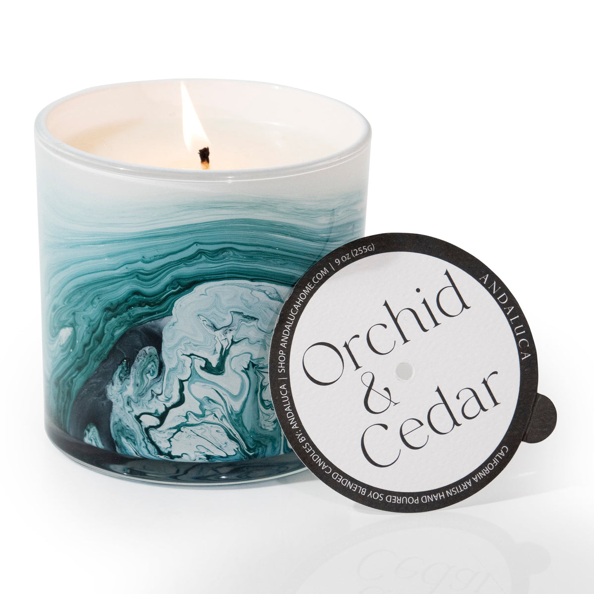 Orchid & Cedar 14 oz. Swirl Glass Candle