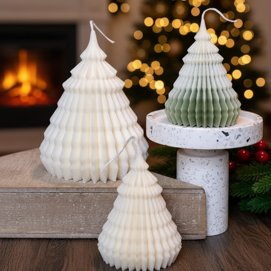 Candele a forma di albero di Natale origami | Decorazioni natalizie artigianali