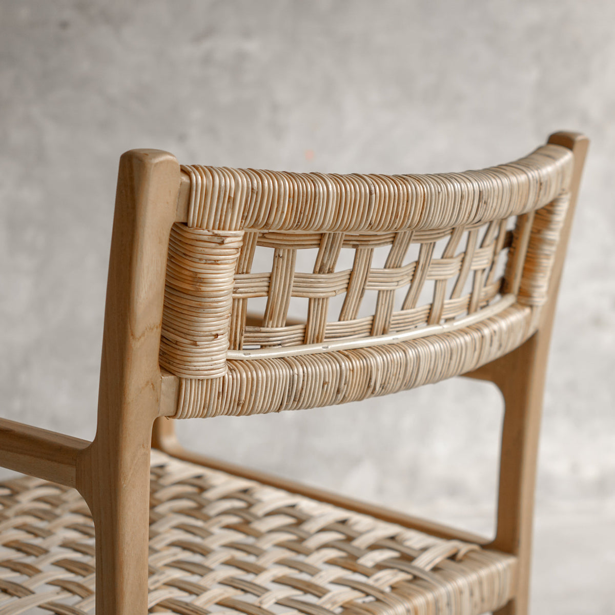 Palmer Solid Teak Dining Armchair with Handwoven Natural Fiber Seat