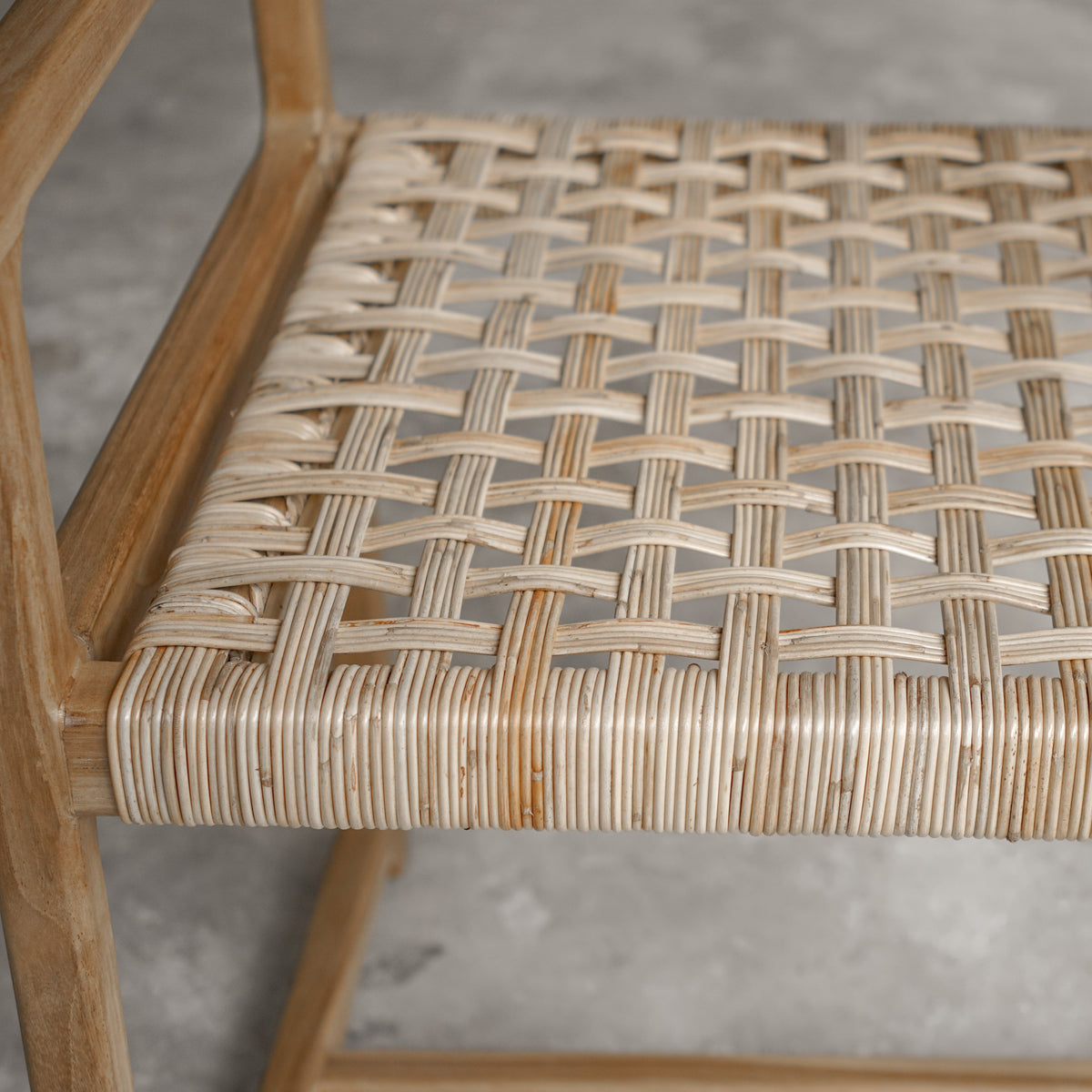 Palmer Solid Teak Dining Armchair with Handwoven Natural Fiber Seat