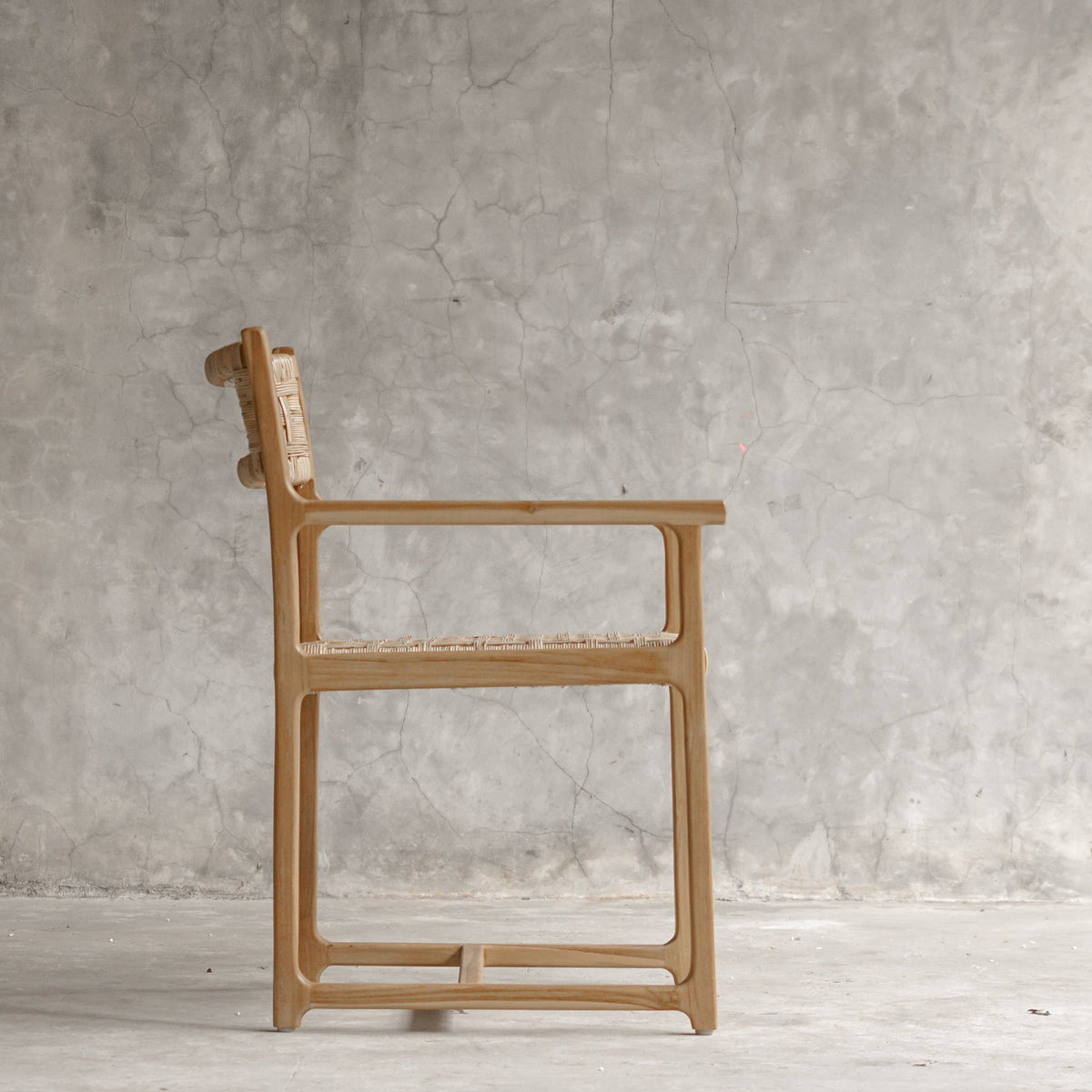 Palmer Solid Teak Dining Armchair with Handwoven Natural Fiber Seat