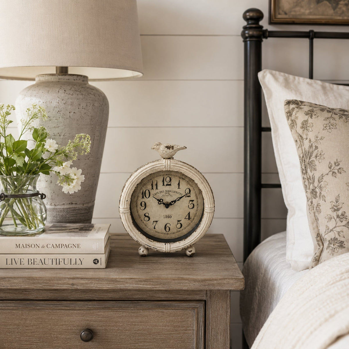 Marguerite Bird Table Clock 8.5 in