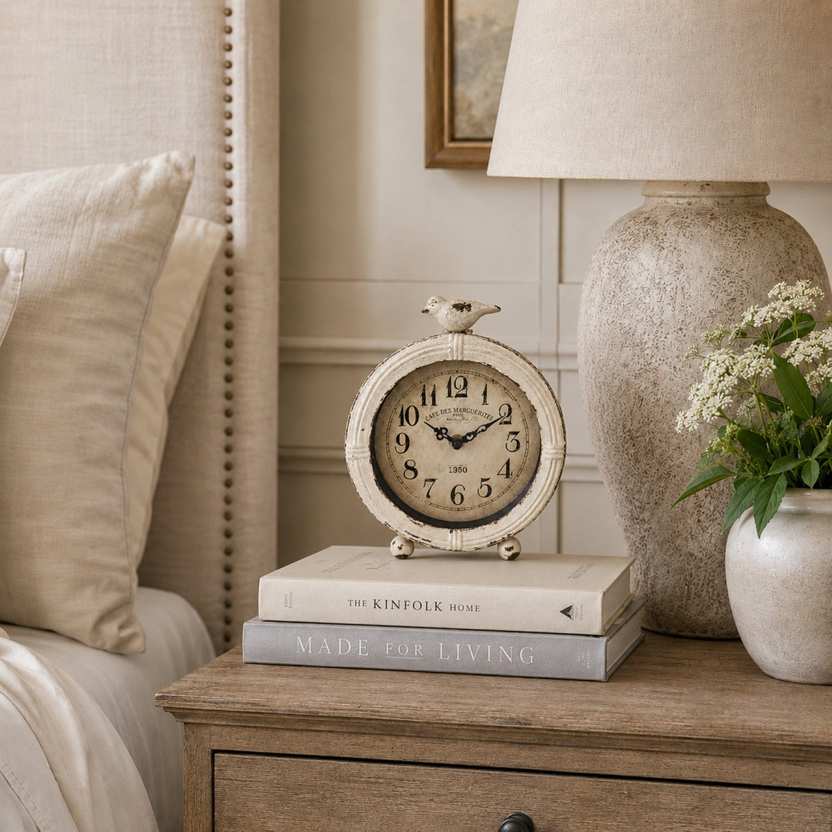 Marguerite Bird Table Clock 8.5 in