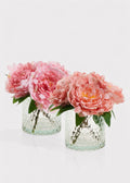 Blush & Peach Peony Floral Arrangements in Textured Glass Vases – Set of 2