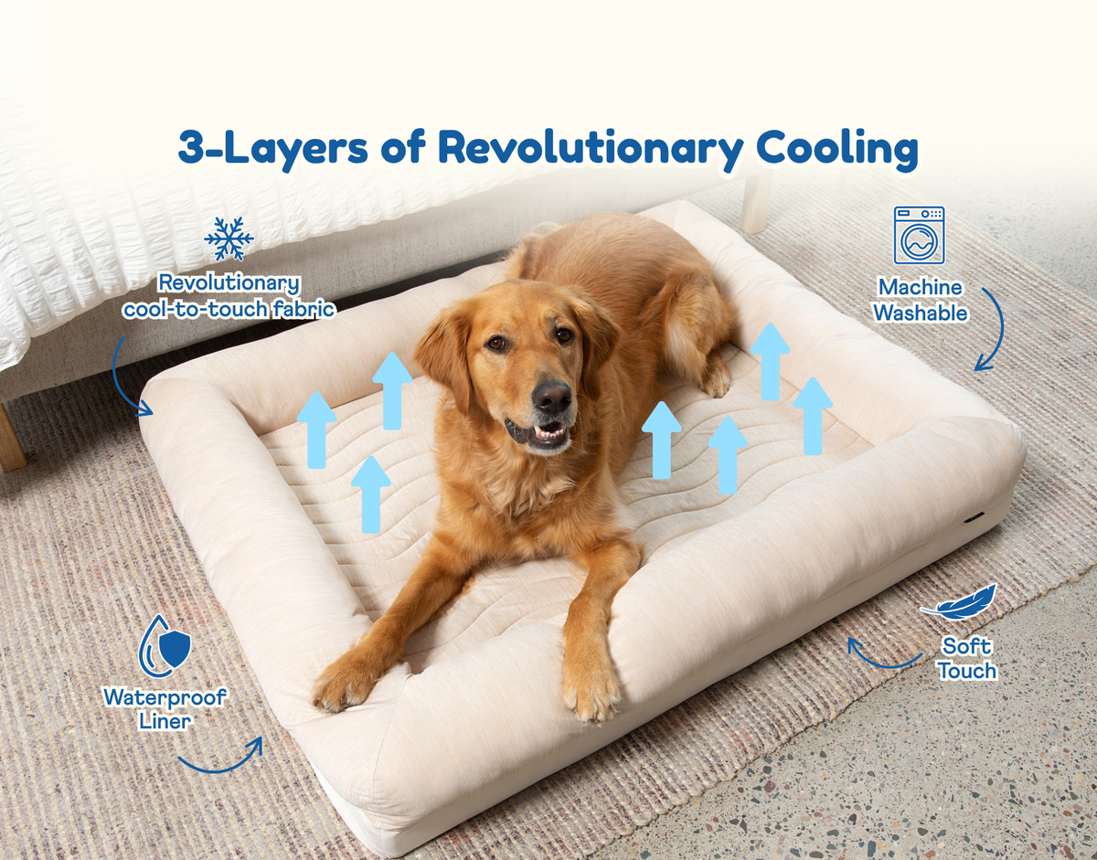 PupChill™ Cooling 4-Bolster Dog Bed - Arctic Sand