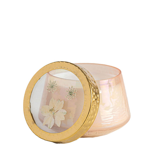 Bougie à fleurs pressées Aquarelle Accent - Rose + Oud