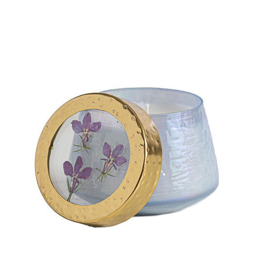 Petite bougie à l'aquarelle avec fleurs pressées - Figue sauvage