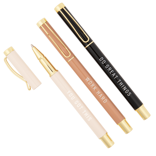 Ensemble de stylos métalliques motivants