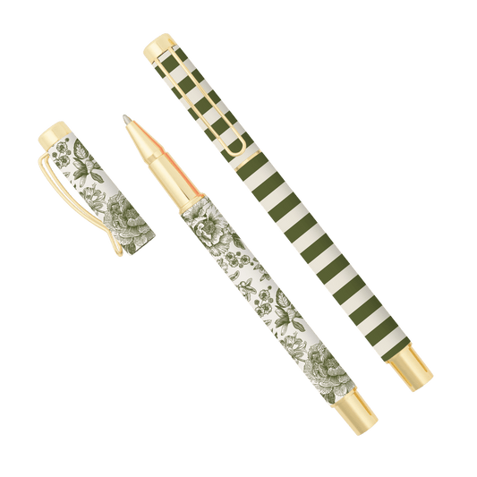 Ensemble de stylos à motifs floraux verts