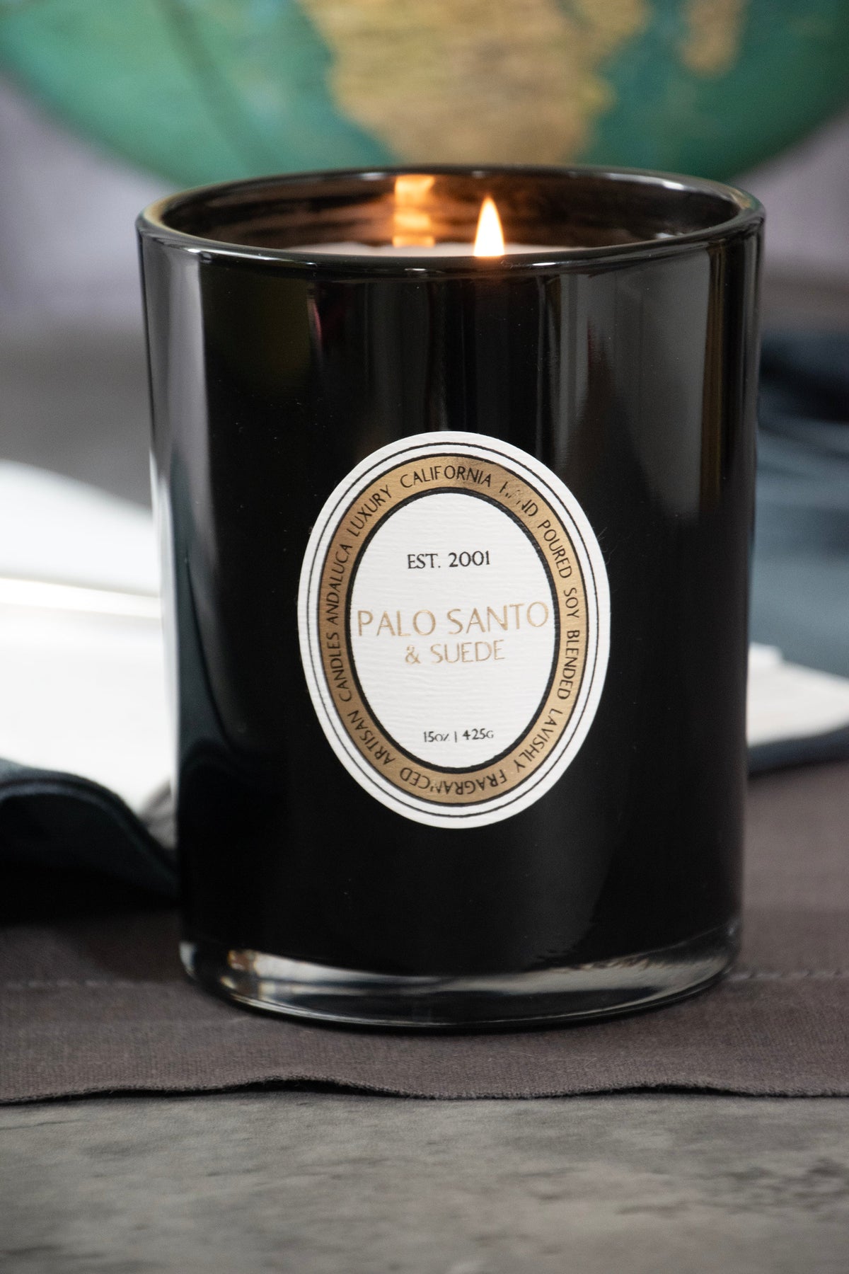 Palo Santo & Suede 15 oz. Glass Candle