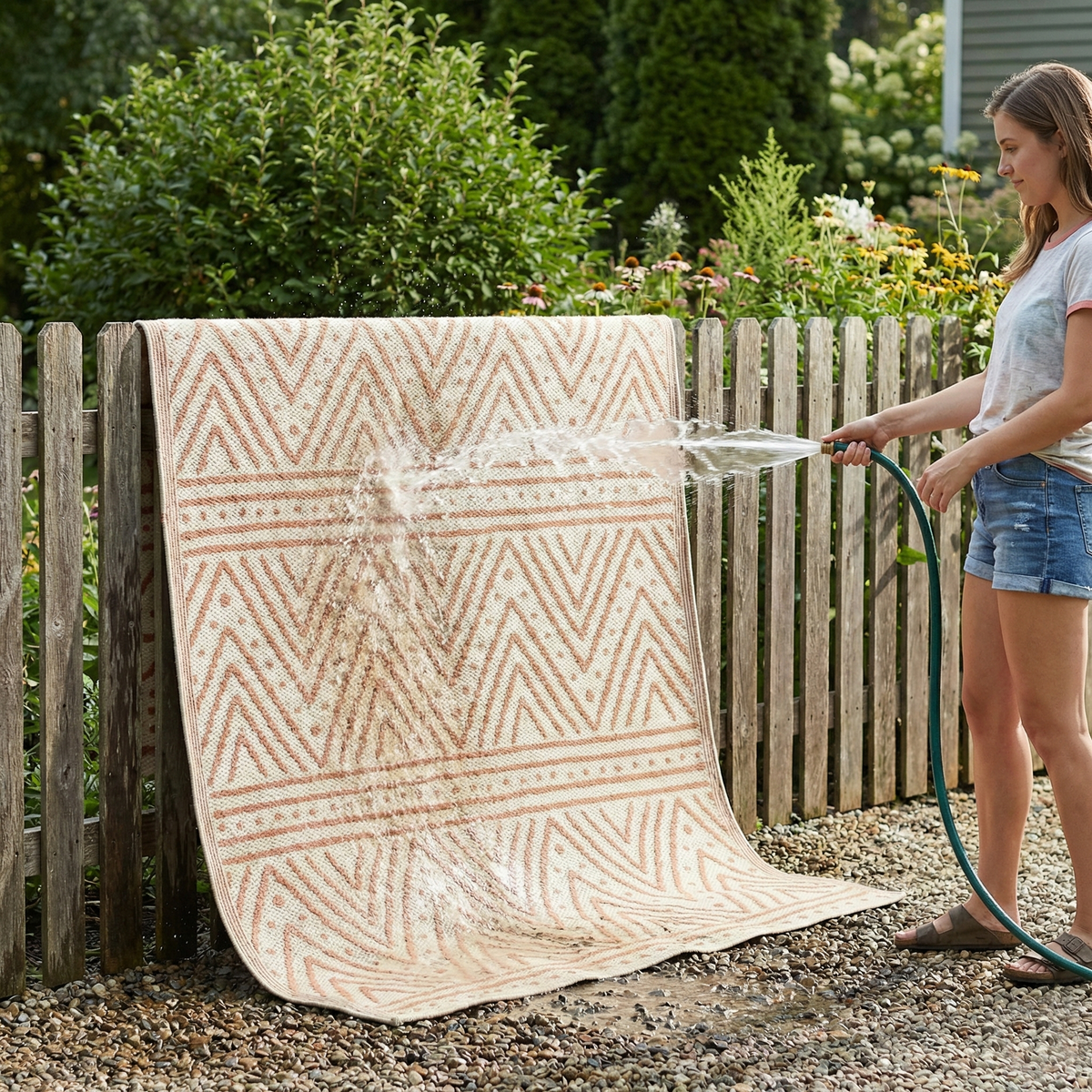 Patan - Coral Geometric Outdoor Rug for Patio