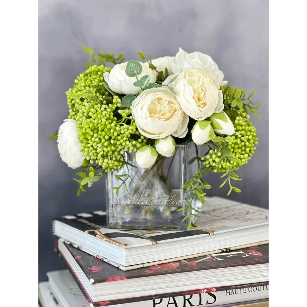 Romantic French Peony & Rose Faux Floral Arrangement