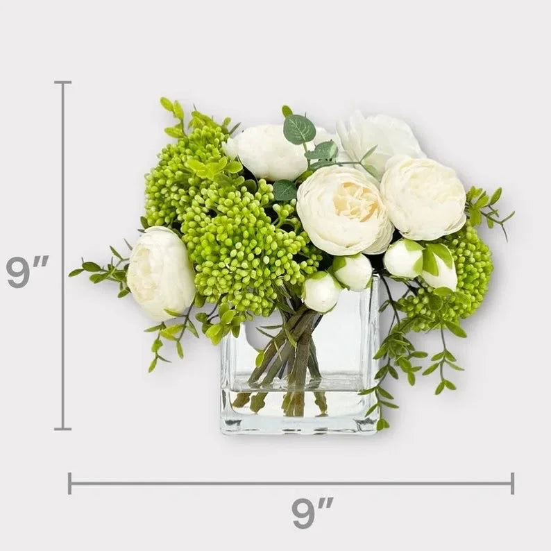 Romantic French Peony & Rose Faux Floral Arrangement