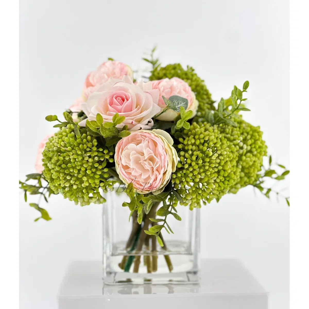 Romantic French Peony & Rose Faux Floral Arrangement