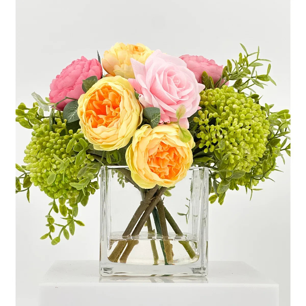 Romantic French Peony & Rose Faux Floral Arrangement