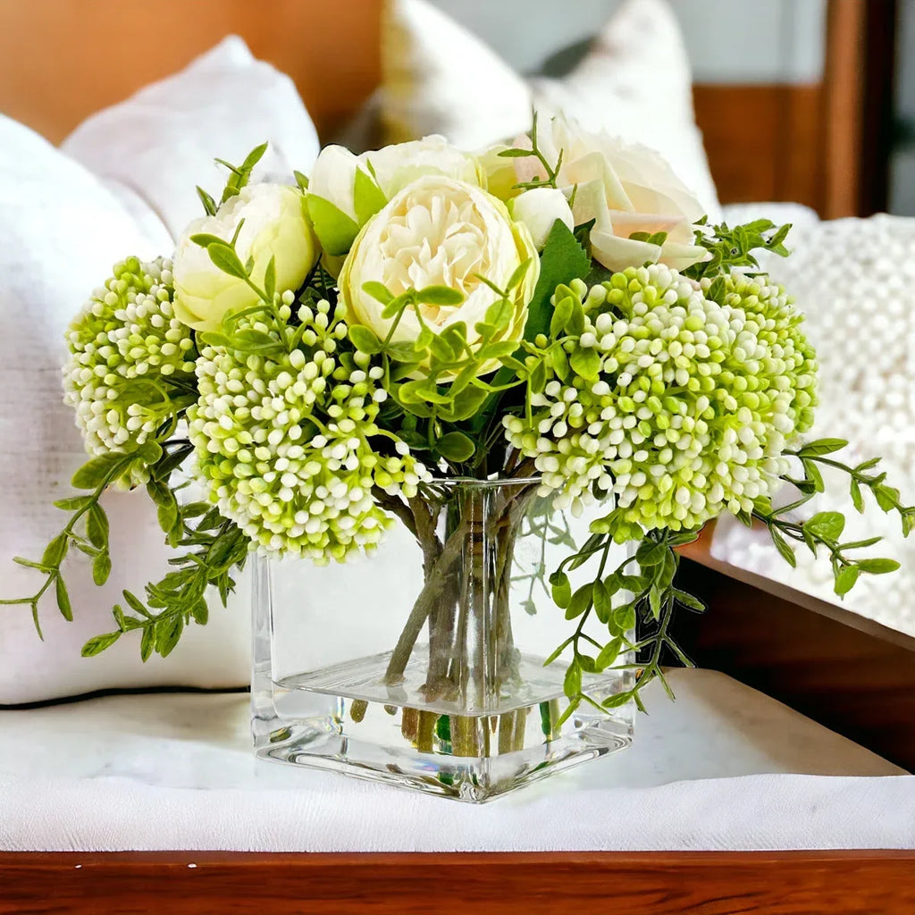 Romantic French Peony & Rose Faux Floral Arrangement