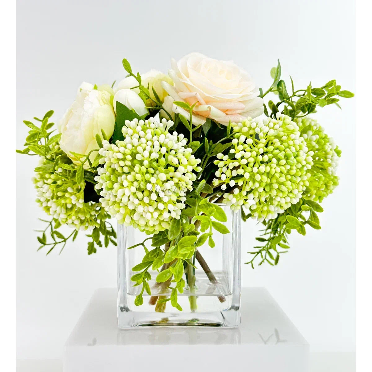 Romantic French Peony & Rose Faux Floral Arrangement