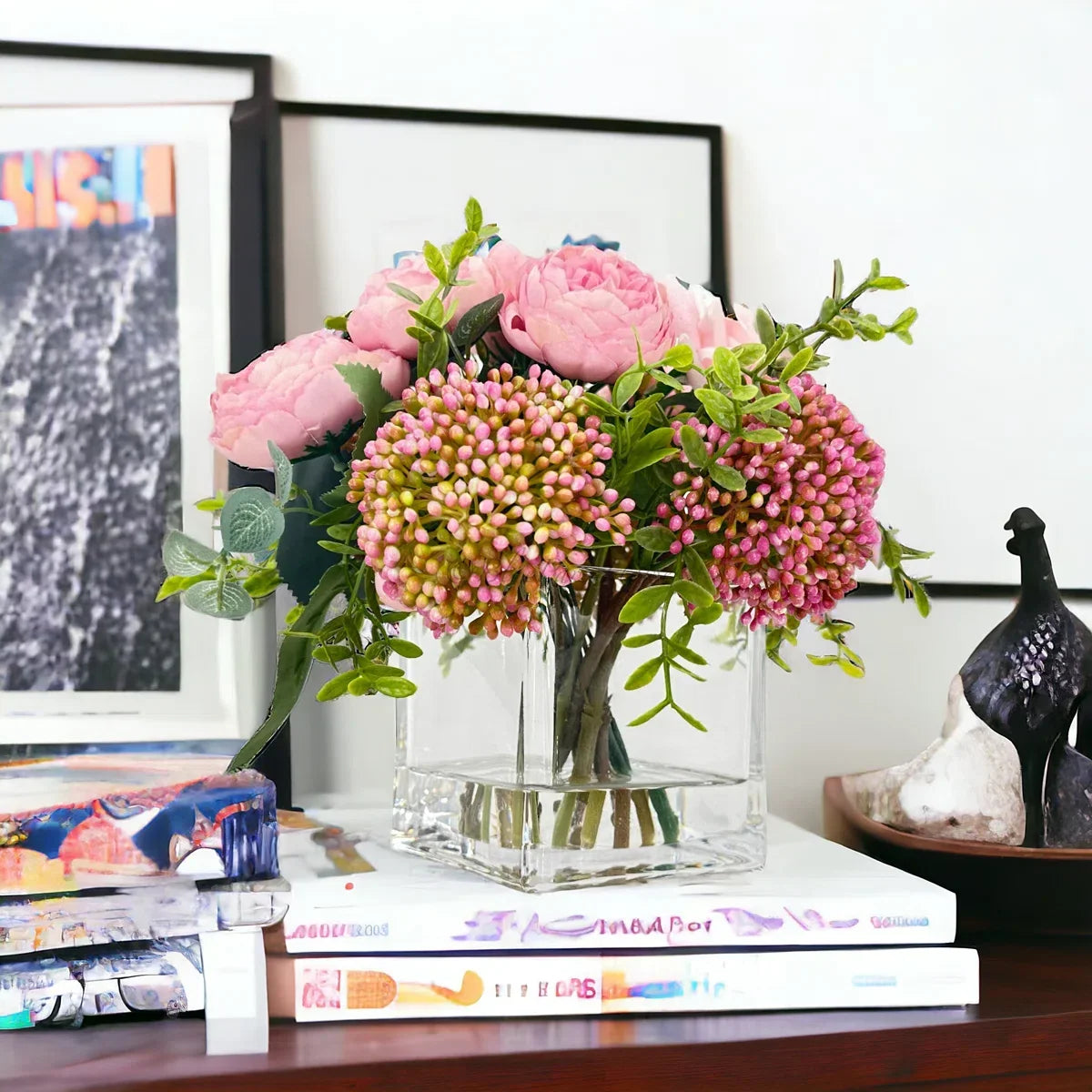 Romantic French Peony & Rose Faux Floral Arrangement