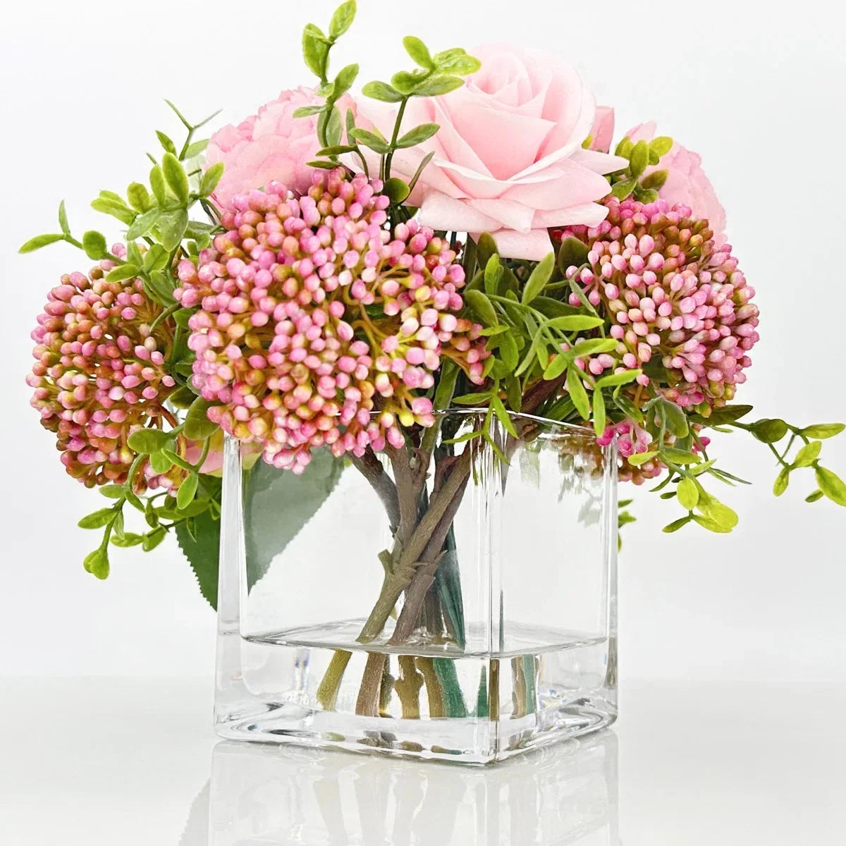 Romantic French Peony & Rose Faux Floral Arrangement