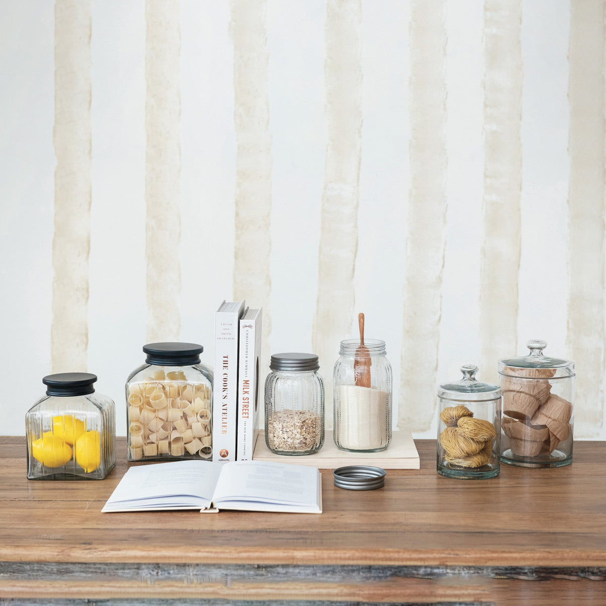 Pressed Glass Jar with Metal Lid – Coffee & Tea Storage