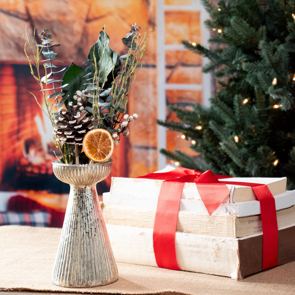 Petite Winter 12" Bouquet: Orange Slice & Baby Eucalyptus