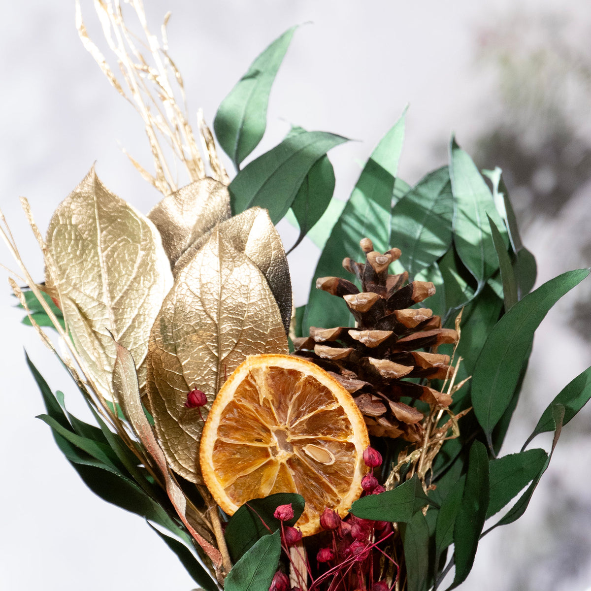 Petite Winter 12" Bouquet: Gold Leaf & Willow Eucalyptus