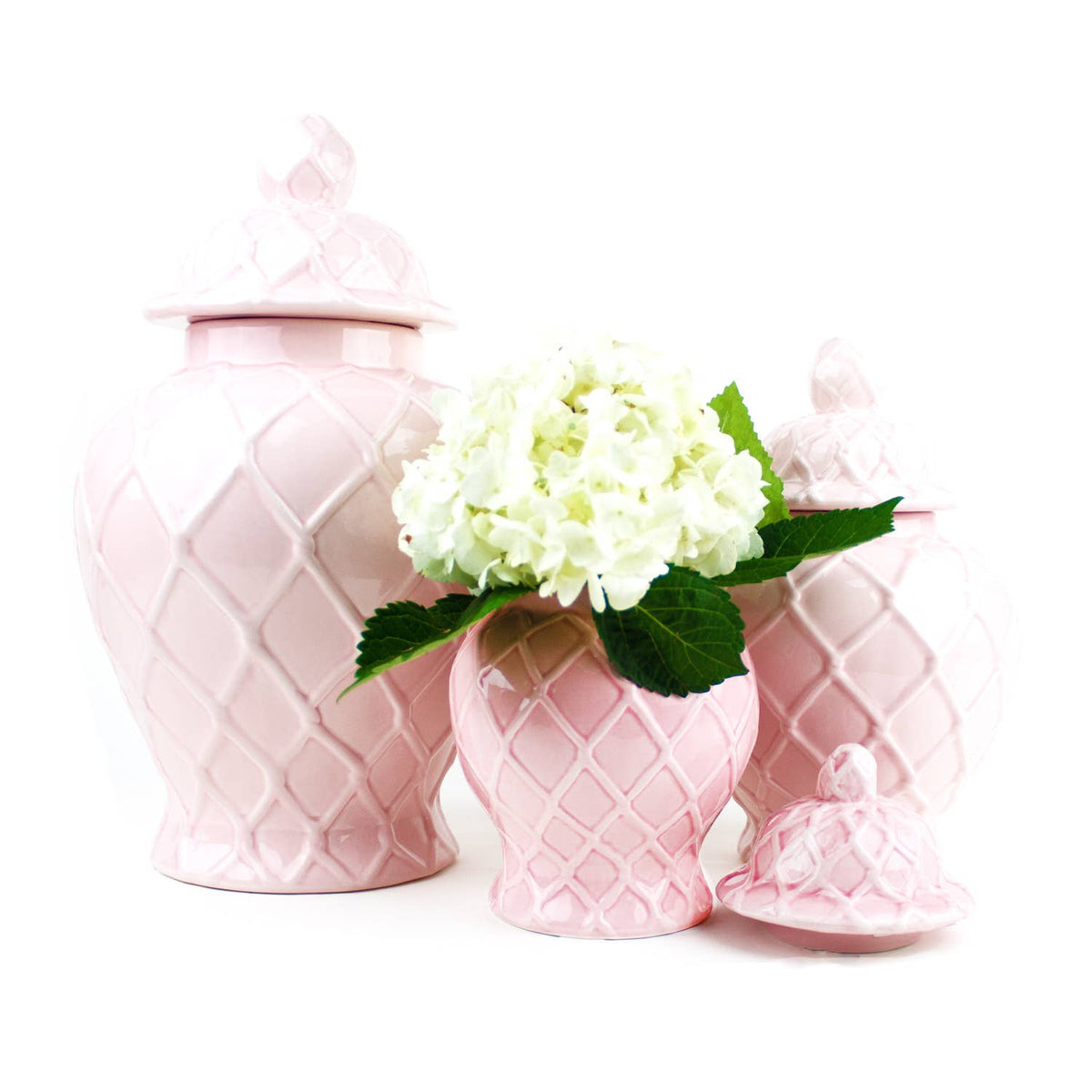 Pink Textured Ginger Jar - Three Sizes