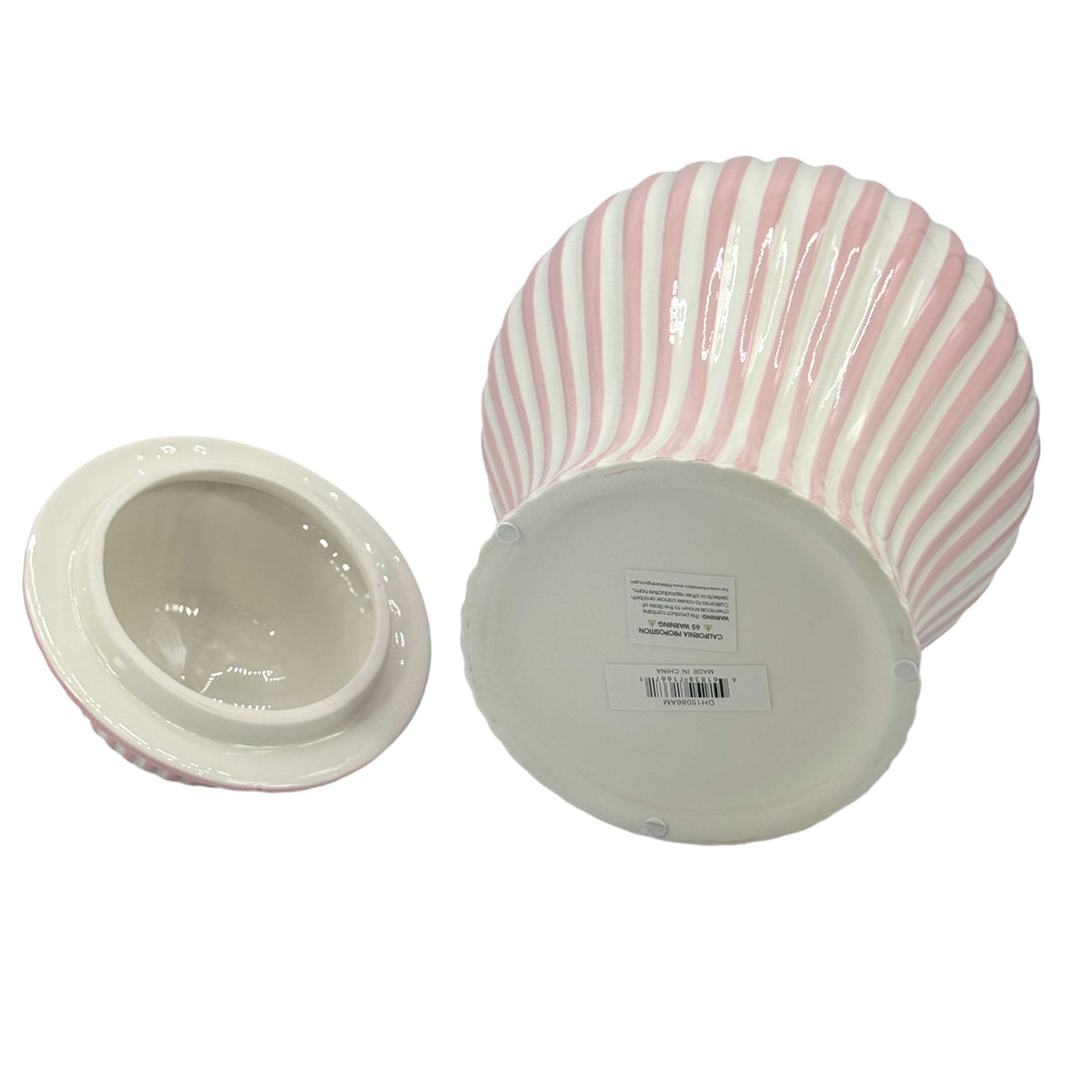 Pink & White Candy Cane Striped Ceramic Vase – 18"