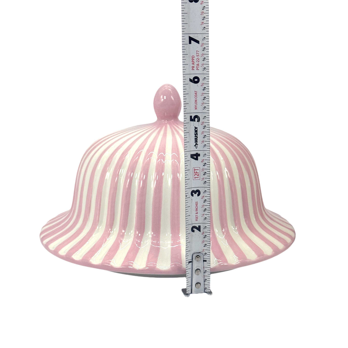 Pink & White Candy Cane Striped Ceramic Vase – 18"