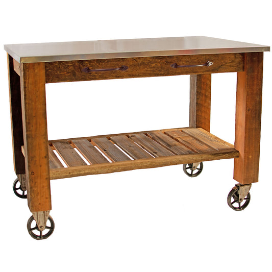 Redwood Potting Table Rolling Cart