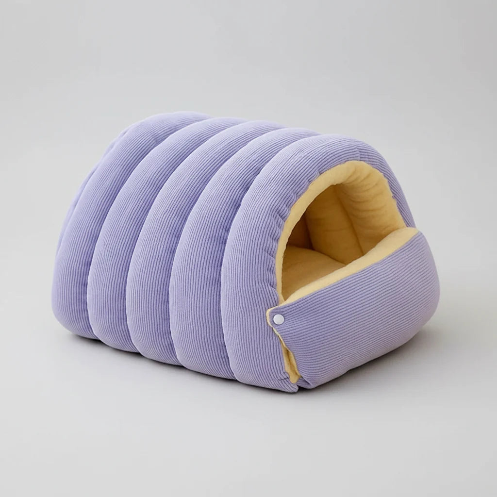 Kawaii Winter Plush Cat Cave Bed – Warm Enclosed Pet House with Removable Washable Cover (3 Colors, M & L)