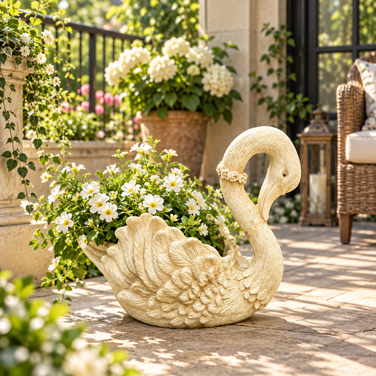 RESIN SWAN PLANTER