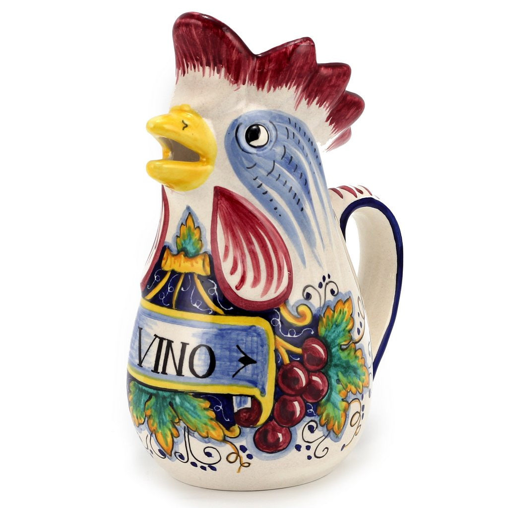 IN VINO VERITAS: Brocca da vino tradizionale italiana "Gallo della Fortuna" (Grande = 1,5 Litri 50 Oz)