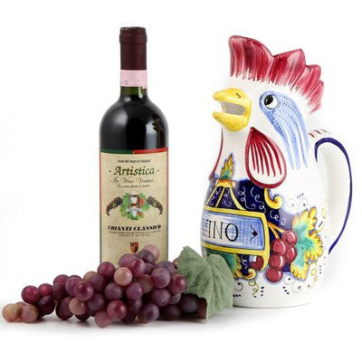 IN VINO VERITAS: Brocca da vino tradizionale italiana "Gallo della Fortuna" (Grande = 1,5 Litri 50 Oz)