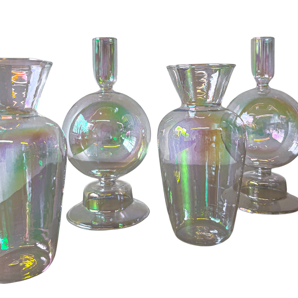 Rainbow Prism Glass Vases – Pair