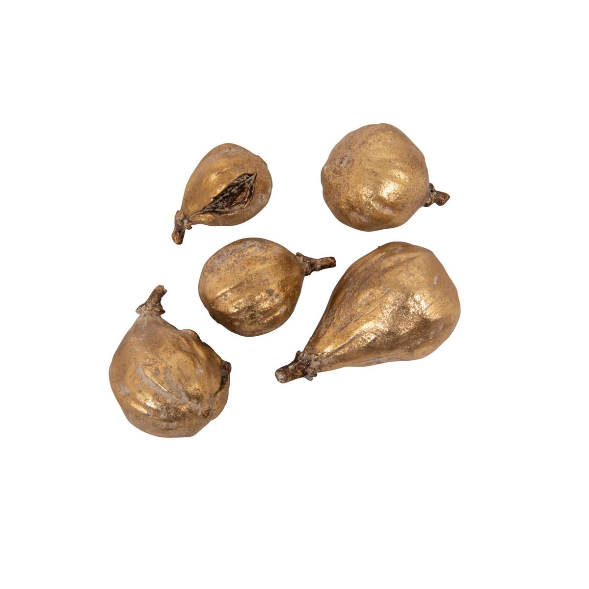 Antique Gold Resin Figs Set of 5 - Rustic Farmhouse Table Decor