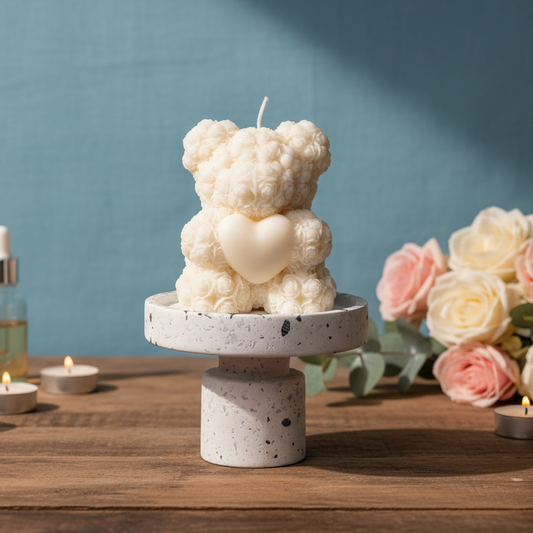 Candela Orsetto di Rose | Regalo Romantico Artigianale