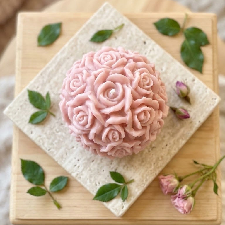 Candela scultura a forma di rosa