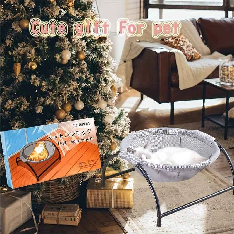 Cat Hammock Cot Bed – Breathable Cooling Elevated Metal Frame Sofa Sleeping Bed, 4 Colors