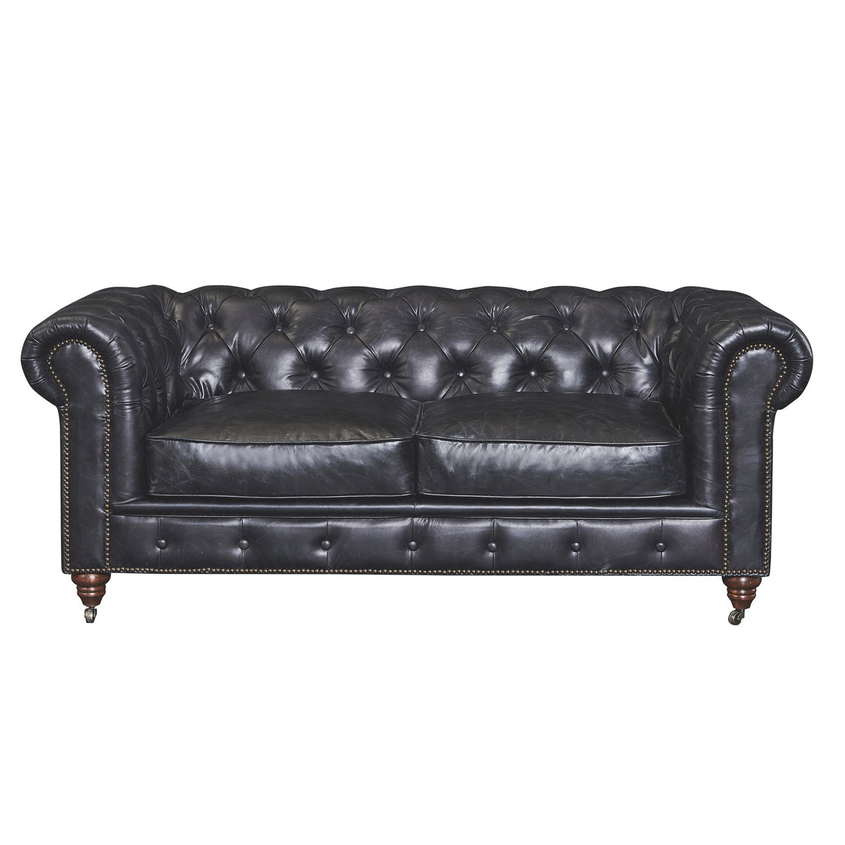 Century Chesterfield Love Seat - Slate Leather