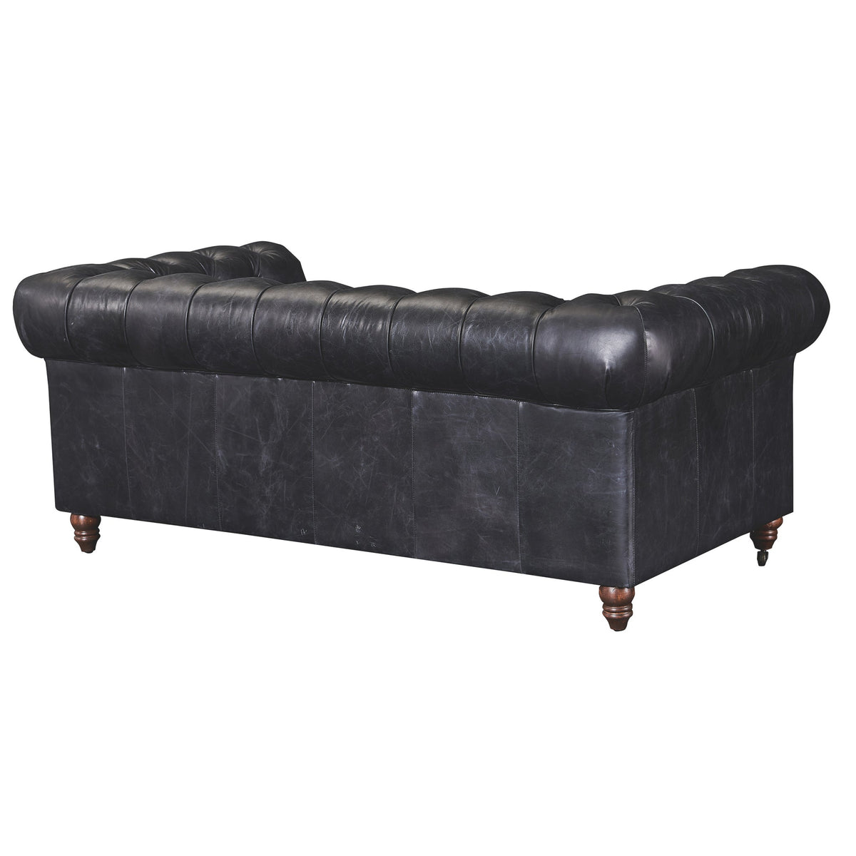 Century Chesterfield Love Seat - Slate Leather