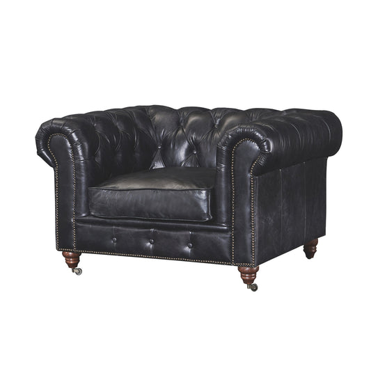 Fauteuil Chesterfield Century - Cuir ardoise