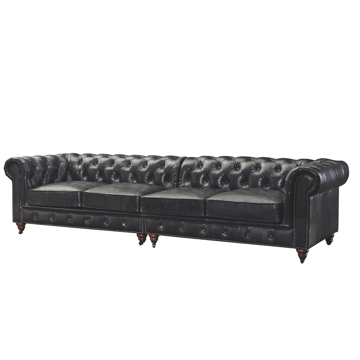 Century Chesterfield Sofa - Slate Leather - 118"